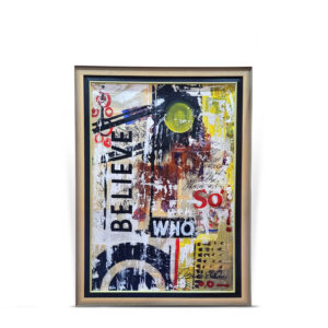 Medium : different types of papers on canvas Canvas Size : 24 by 36 Frame size : 28 by 40 Status : Available